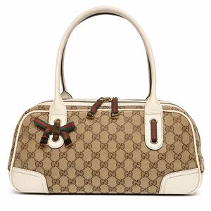 Gucci Bow Boston Bag GG Canvas Cream Trim